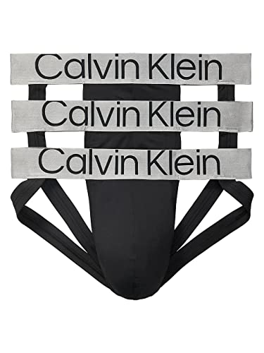 Calvin Klein Men's Sustainable Steel 3-Pack Jock Strap, 3 Black, L