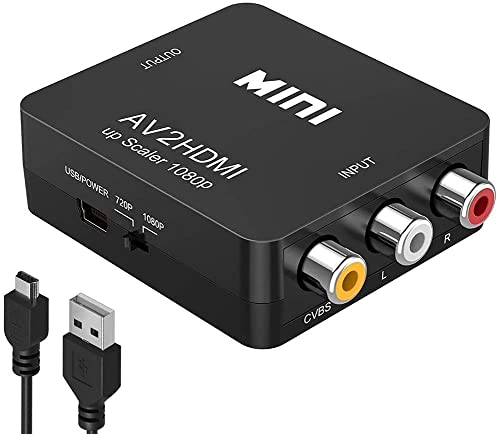 RCA to HDMI Converter, Amtake 1080P RCA Composite CVBS AV to HDMI Video Audio Converter Adapter for PS2 Wii Xbox SNES N64 VHS VCR Camera DVD, Supporting PAL/NTSC with USB Power Cable