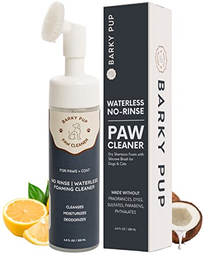 BARKY PUP Dog Paw Cleaner | No-Rinse Foaming Paw Cleanser | Natural Pet Paw Cleaner Quickly Cleans for Healthy Paws | No Artificial Fragrances, Dyes (6.8 oz)