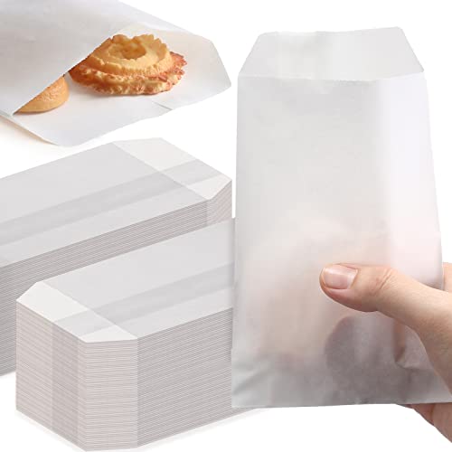 1000 Pcs Mini Flat Kraft Paper Bag Bakery Bag Natural Treat Bag Popcorn Party Favor Bag Lunch Bag Envelopes Merchandise Bags for Cookie Chocolate Candy Donut Snack Sandwich (White, 4 x 6 Inch)