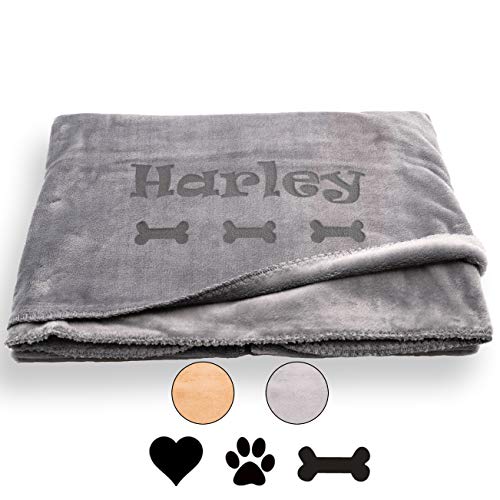 Custom Catch Personalized Dog Blanket - Gray or Beige - Extra Large