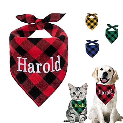 Personalized Dog Bandana Embroidered Name Custom Neckwear Dog Scarf Triangle Bibs Kerchief Pet Costume Accessories for Small Medium Large Dogs Cats Pets Birthday Gift