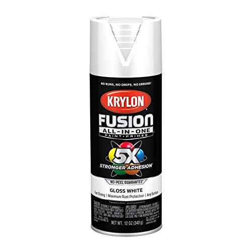 Krylon K02727007 Fusion All-In-One Spray Paint for Indoor/Outdoor Use, Gloss White,12 ounces
