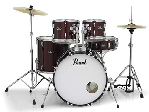 Pearl Roadshow Drum Set 5-Piece Complete Kit with Cymbals and Stands, Wine Red (RS525SC/C91)