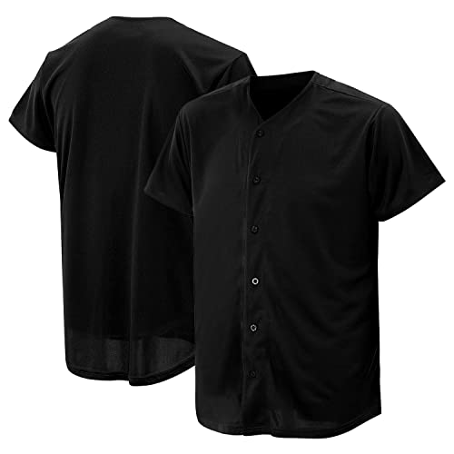 Baseball Jersey for Men and Women, Baseball Shirts for Custom Button up Shirt,Hipster Hip Hop Sports Uniforms(New Black,M)