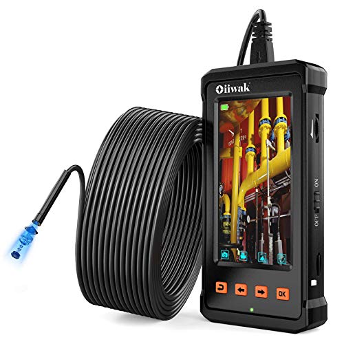 50FT Endoscope Inspection Camera, Oiiwak Borescope Camera for Pipe Sewer Drain Plumbing Inspection 1080P HD 4.3 IPS Screen Waterproof IP67 Bore Scope Snake Camera with 6 LED Lights(15m Cable)