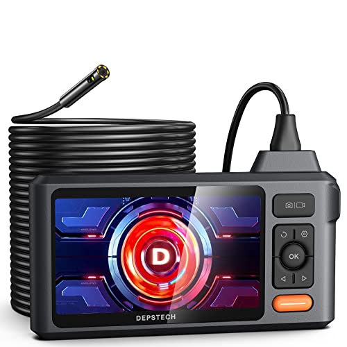 50FT Sewer Inspection Camera,DEPSTECH 1080P Dual Lens Endoscope Camera with Lights, 5" IPS Screen Borescope,Split Screen, IP67 Waterproof Snake Camera,7.9mm Scope Camera for Wall Drain Pipe Automotive