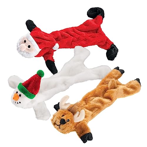 Trenton Gifts Stuffing Free Holiday Dog Toys | Set of 3 | Santa, Snowman, Reindeer