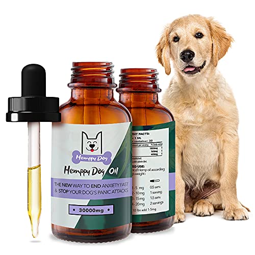 HEMPPY DOG Hemp Oil for Dogs - Dog Anxiety Relief - CBS for Dogs Anxiety and Stress - Can Help Kennel Cough - Hemp Dog Treats for Calming - Joint Pain from Arthritis - 100% Natural Omega Fatty Acids