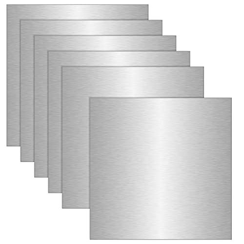 6 Pack 5052 Aluminum Sheet Metal 12 x 12 x 1/64 (0.02) Inch Thin Flat Plain Aluminum Plate Panel Covered with Protective Film, Heat Treatable Aluminum Sheet for Crafting Industry Welding