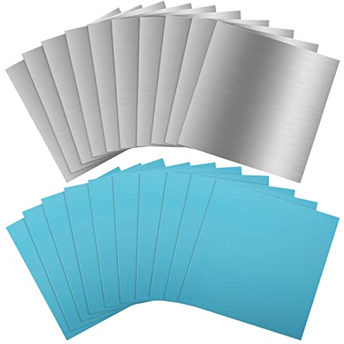 20 Pack 6061 T6 Aluminum Sheet Metal 6 x 6 x 1/64 Inch Flat Plain Aluminum Plate Covered with Protective Film, 6061 Aluminum Sheet Plate for Crafting, Finely Polished and Deburred