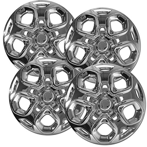 OxGord 17 inch Hubcaps - (Set of 4) Wheel Covers 17in Hub Caps Chrome Rim Cover - Car Accessories - Snap On Hubcap, Auto Tire Replacement Exterior Cap