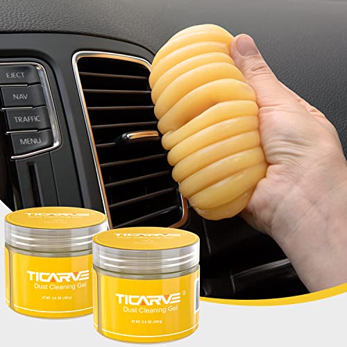 TICARVE Cleaning Gel Car Putty Car Cleaning Putty Gel Auto Detailing Car Interior Cleaner Cleaning Kits Clean Slime Car Assecories Keyboard Cleaner Yellow 2Pack