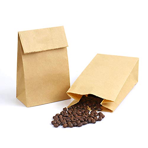 Mini Brown Paper Bags, Kslong 50pcs Small Kraft Paper Bags 1 LB 3.5x2.2x6.7 Baby Shower Wedding Favor Bags Candy Popcorn Treat Bag Bread Cookie Snack Thank You Gift Wrapping Bag Bulk (Brown 2)