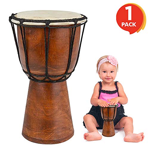 ArtCreativity 8 Inch Mini Wooden Toy Drum - Rustic Brown Wood and Authentic Design - Fun Musical Instrument for Children - Gift Idea, Party Supplies, Birthday Party Favor for Boys, Girls, Toddler