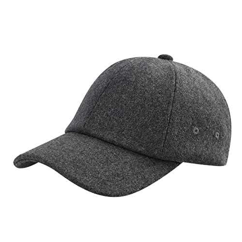 BOTVELA Wool Baseball Cap for Men Adjustable Unstructured Tweed Hat (Grey)