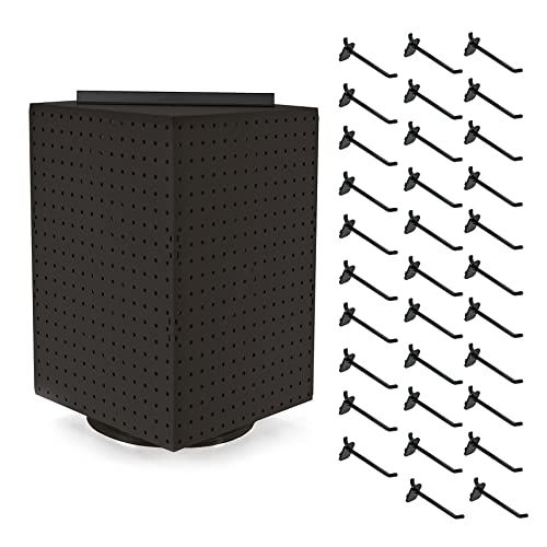 Azar Displays 701414-BLK-4B32 Rotating Countertop Display Kit with Peg Hooks Included, 14 Inches Wide x 14 Inches Deep x 20 Inches High, Pegboard Spinner Organizer, Black