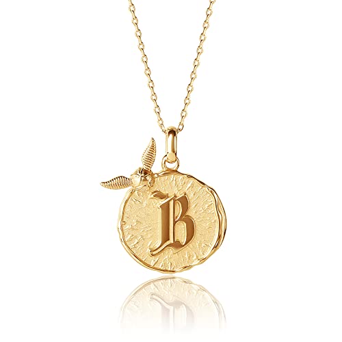 Harry Potter Wizarding World Golden Snitch Initial B Gold Plated Pendant Necklace, 18"