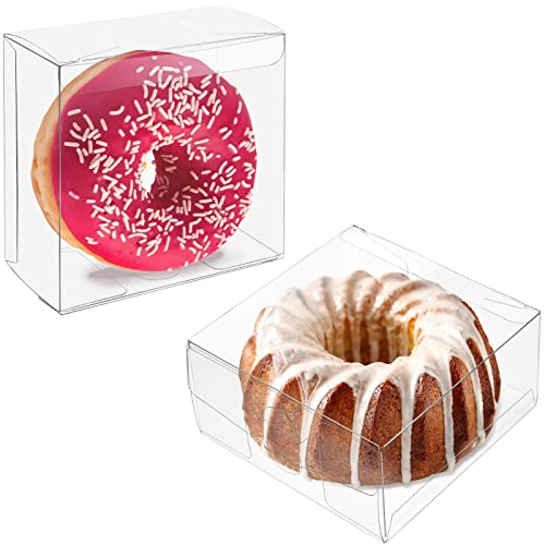 Donut Boxes Bulk 4x4x2 Inches, Favor Boxes for Cookies, Macarons, Pastry Boxes - 50 PCS