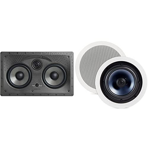 Polk Vanishing Series 255c-LS in-Wall Center Channel Loudspeaker, Dual 5.25" Dynamic Balance Drivers & 1" Ring-Radiator Tweeter & RC80i 2-Way Premium in-Ceiling 8" Round Speakers