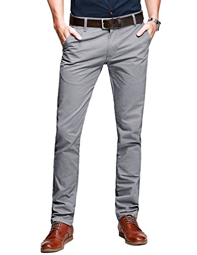 Match Mens Slim-Tapered Flat-Front Casual Pants(Medium Gray,32)