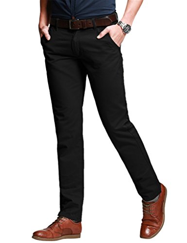 Match Men's Slim Fit Tapered Stretchy Casual Pants (32W x 31L, 8050 Black)