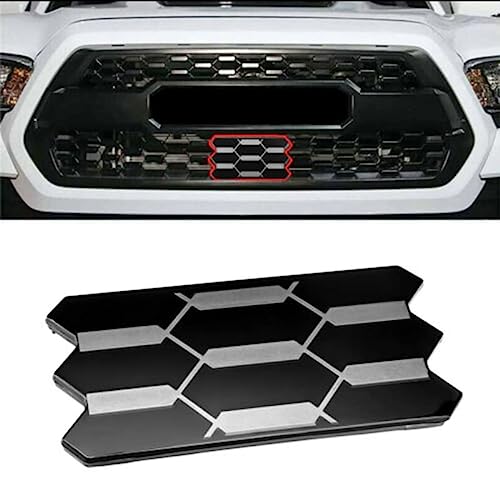 WUSFAR Front Grille Garnish Sensor Cover Replacement for 2018 2019 2020 2021 2022 T-oyota T-acoma TRD PRO Black & Silver (Replaces Part # 53141-35060)