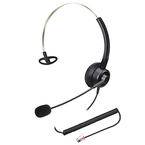 Phone Headsets RJ9 with Noise Cancelling Microphone, Corded Office Telephone Headset Compatible with Polycom VVX201 VVX250 VVX350 VVX311 VVX310 VVX400 VVX410 VVX411 VVX500 Landline Phones