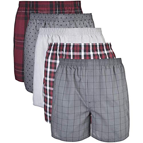 Gildan Men's Underwear Boxers, Multipack, Mixed Red/Grey (5-Pack), Medium
