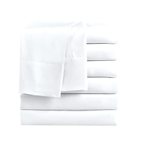 FreshCulture Queen Flat Sheets Only, Pack of 6, Soft Microfiber Bedding Sheets for Home, Salons, Hotels, Bulk Flat Sheets Only Queen Size (White)