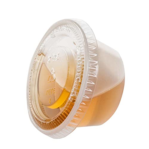 TashiBox 200 Sets - 2 Ounce Disposable Plastic Jello Shot Cups with Lids, Souffle Portion Container