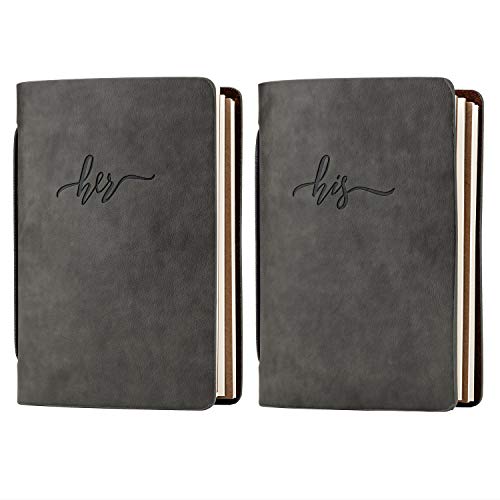 Calculs Wedding Vows Journal Authentic Cowhide Leather His and Her Vow Stamping Set of 2