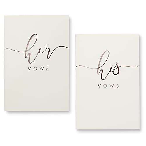 UNITED ESELL Ivory Wedding Vow Books His and Hers  Black Foil Bride and Wedding Notebook with 28 Pages - 5,9" x 3.9"  Vow Renewal - Bridal Shower Gifts - Time Capsule Love Letter (Black)