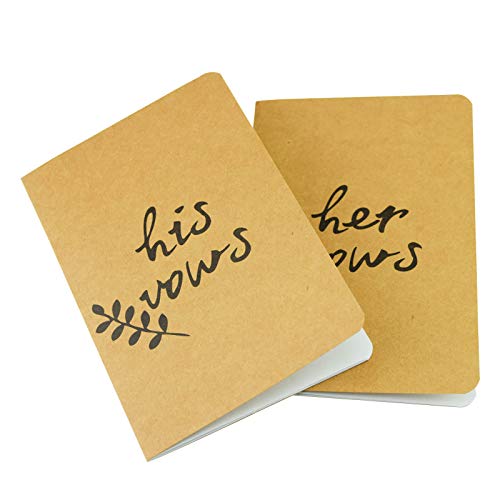 AOODOOM Wedding Vows Book, Vow Books, His and Hers Vow Book, Brown Kraft Paper, Set of 2