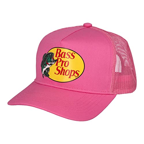 Bass Pro Shop Men's Trucker Hat Mesh Cap - Adjustable Snapback Closure - Great for Hunting & Fishing (Hot Pint)