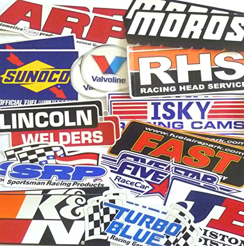 Racing Decal Sticker 26 Piece Assortment Pack in Pairs Fender Contingency Size By Crash Daddy