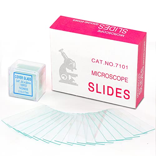 Unifrog Microscope Slides and Covers, Blank Glass Slides for Microscope Set - 50 Slides, 100 Coverslips - for Microscopy Experiments and Analysis, Suitable for Most Microscopes (Blank Glass)