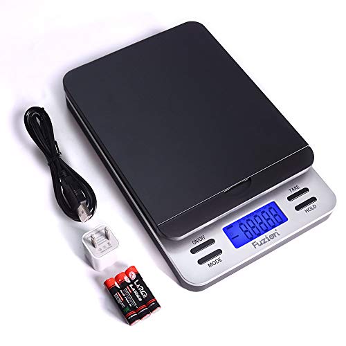 Fuzion Shipping Scale, Accurate Digital Postal Scale 86 lb/0.1 oz with Hold and Tare Function, LCD Display, Postage Scale for Packages and Mailing, Battery and AC Adapter Included