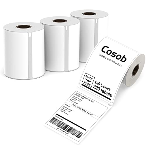 Cosob 4 Roll Compatible with 4x6 Thermal Labels DYMO 1744907 Large Shipping Labels (4" x 6") for DYMO 4XL LabelWriter Zebra Desktop Printer
