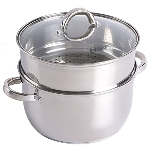 Oster Sangerfield 6 Qt Dutch Oven Casserole with Steamer Basket, Stainless Steel