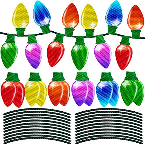 72 Pieces Christmas Car Refrigerator Decorations - 24 Reflective Bulb Light Shaped Magnets 48 Magnetic Wires Ornaments Set Xmas Holiday Cute Decor