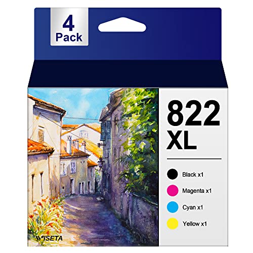 822XL 822 Ink Cartridge Remanufactured Replacement for Epson 822 XL T822 XL Ink Cartridges for Epson Workforce Pro WF-3820 WF-4820 WF-4830 WF-4834 (1 Black, 1 Cyan, 1 Magenta, 1 Yellow, 4 Pack)
