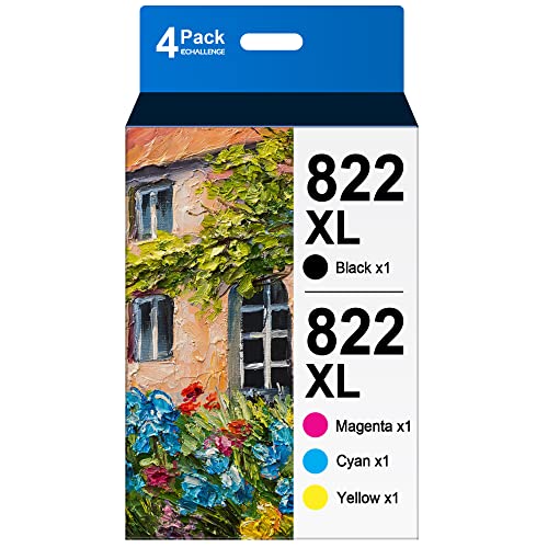 822XL 822 XL Remanufactured Ink Cartridges Replacement for Epson 822XL 822 T822 Ink Cartridges for Workforce Pro WF-3820 WF-4833 WF-4820 WF-4830 WF-4834 Printer (BCMY, 4 Pack)