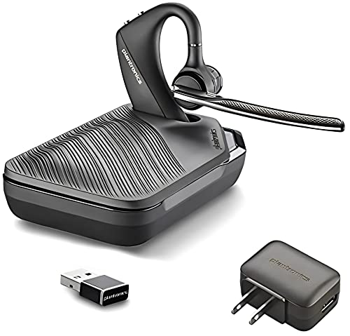 Plantronics Voyager 5200-UC Bluetooth Headset Bundle w/Bonus Wall Charger #206110-01-B | for Smartphones PC MAC Using RingCentral Software or App