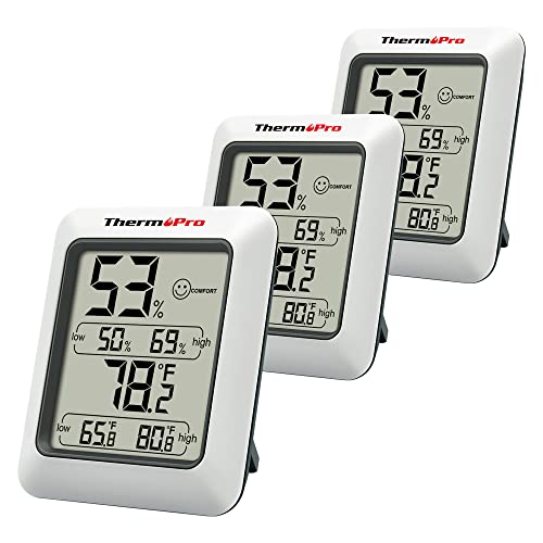 ThermoPro TP50 3 Pieces Digital Hygrometer Indoor Thermometer Room Thermometer and Humidity Gauge with Temperature Humidity Monitor