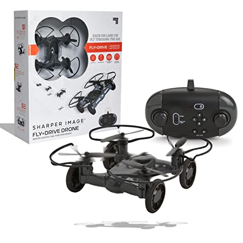 Sharper Image Toy 5" Fly+Drive Drone, Dual-Function RC Car & Drone, 2.4 GHz Long-Range Wireless Remote Control, Auto Orientation Stability, Assisted Landing, LED Lights, Easy & Beginner Friendly