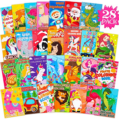 28PCS Coloring Books for Kids Ages 2-4,4-8 - Small Size Birthday PartyFavors GiftsGoodieBags StufferFillers School Classroom Activity IncludesUnicorn, Mermaid, Alpaca Design(5.2" x 7.13")