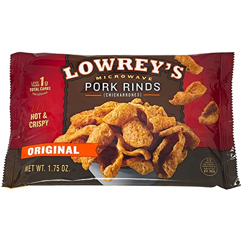 Lowreys Bacon Curls | Microwave Pork Rinds | Eight Original Flavor Packets | 1.75-oz. Per Packet