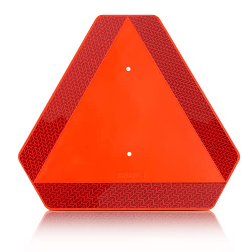 Slow Moving Vehicle Triangle Sign, SMV Sign, Orange Safety Triangle, Plastic 14"x16" 80-Mil Thick Diamond Grade Reflective Up to 7 Years Outdoor for Golf Cart Accessories,UTV(Plastic)