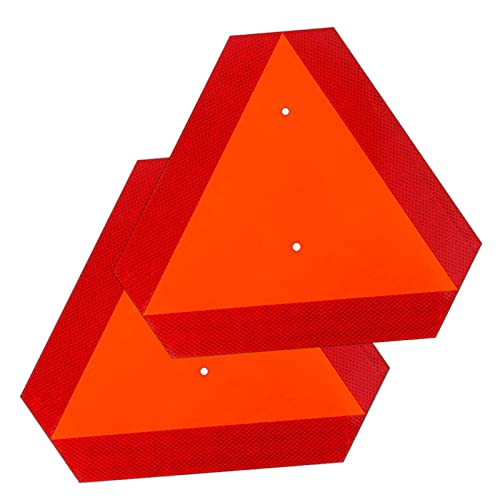 2 Pack Slow Moving Vehicle Sign Safety Triangle Road Sign with Reflective,Plastic 14"x16" Up to 7 Years Outdoor for Golf Cart Tractor UTV
